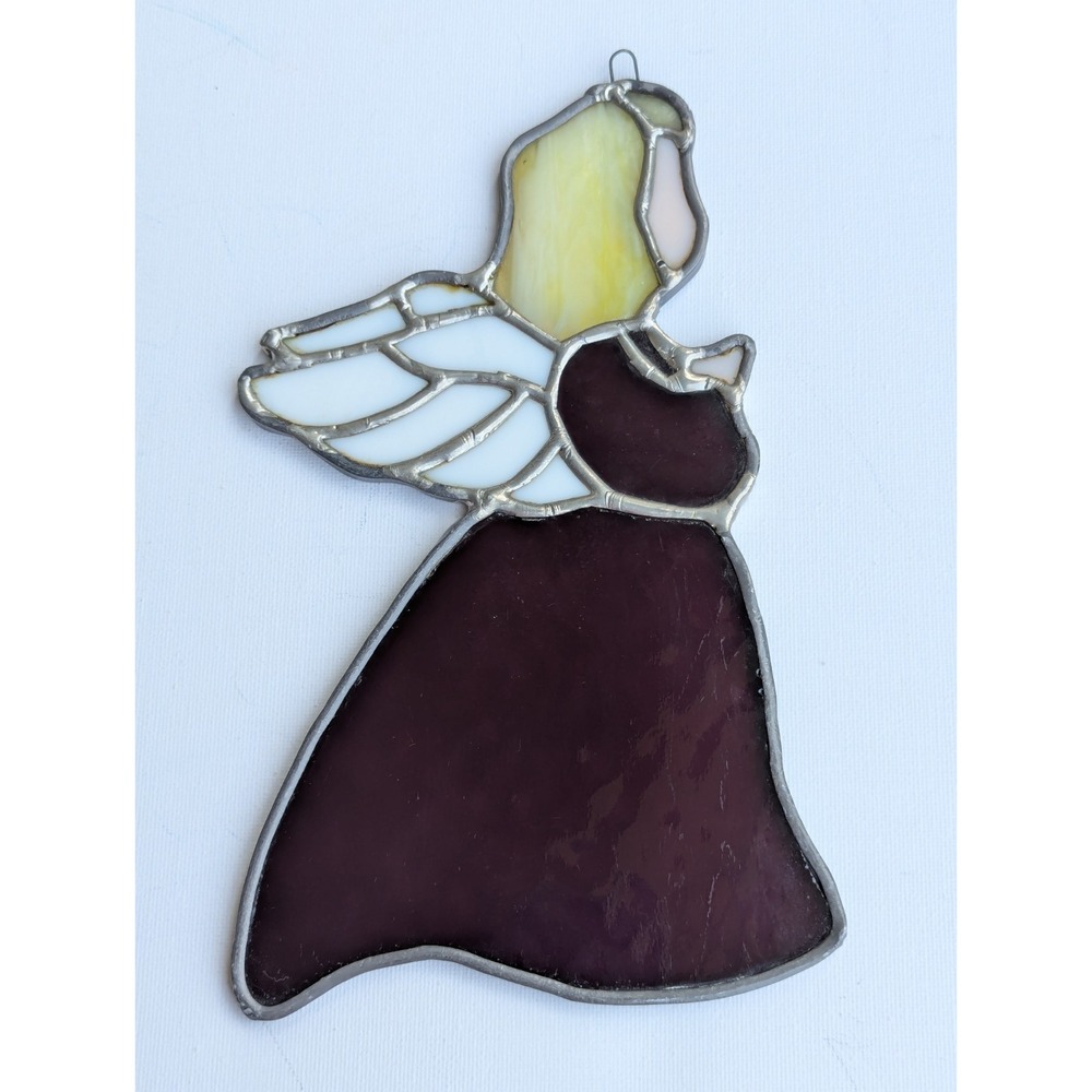 Vintage Stained Glass Angel Figure Suncatchers 9" tall (Set of 2) Handcrafted - Picture 3 of 10